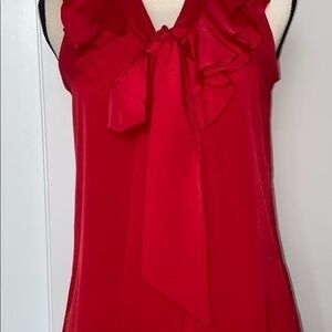 Ann Taylor Ruffled Red Sleeveless Blouse​